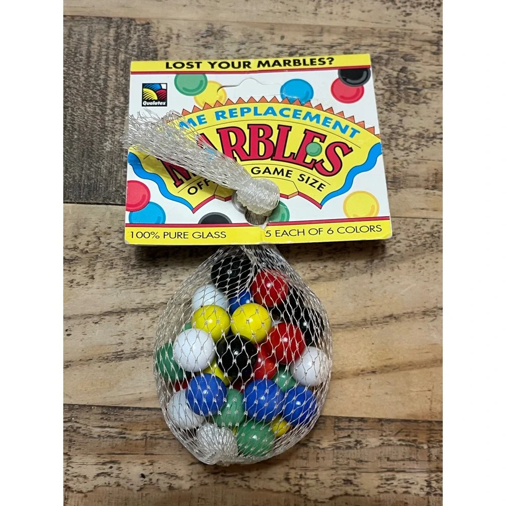 Vintage Qualatex Game Replacement Marbles 100% Pure Glass 5 Each of 6 Colors
